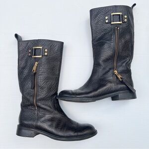 Tory Burch- Black Stowe Figueria Leather Boots Size 8